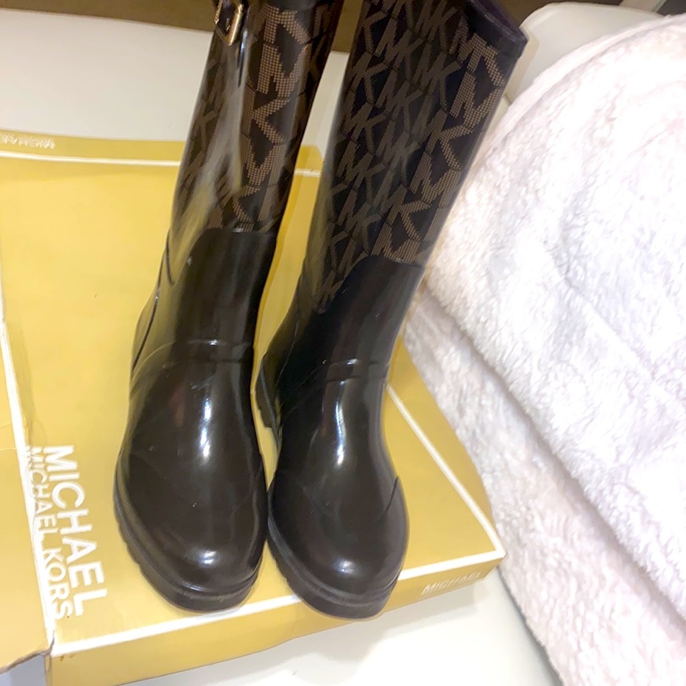 Authentic Tall Brown MK Rain Boots - Picture 3 of 4